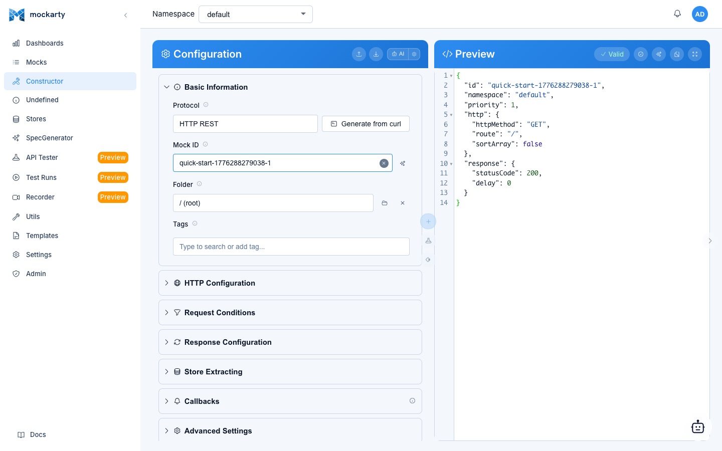 Quick Start — Mock Constructor