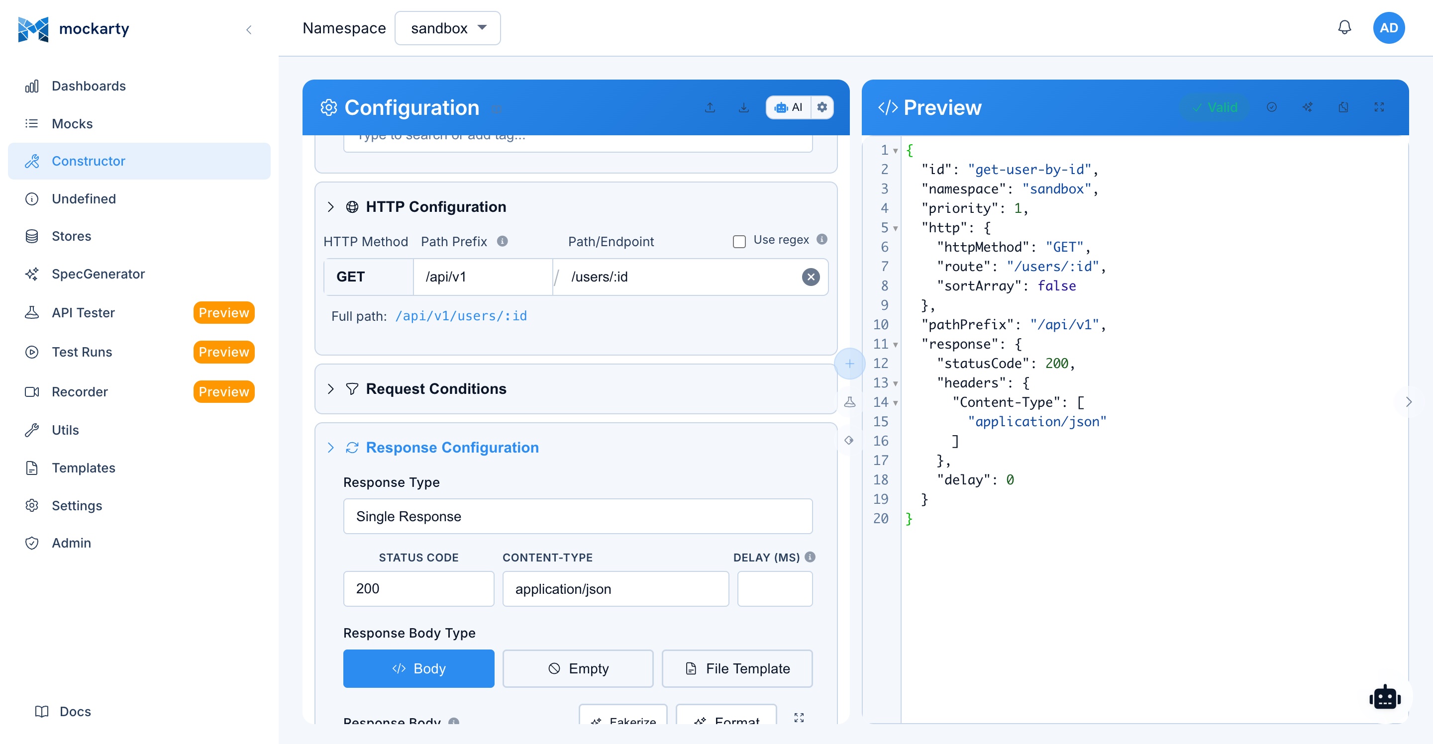 Mock Creation via API