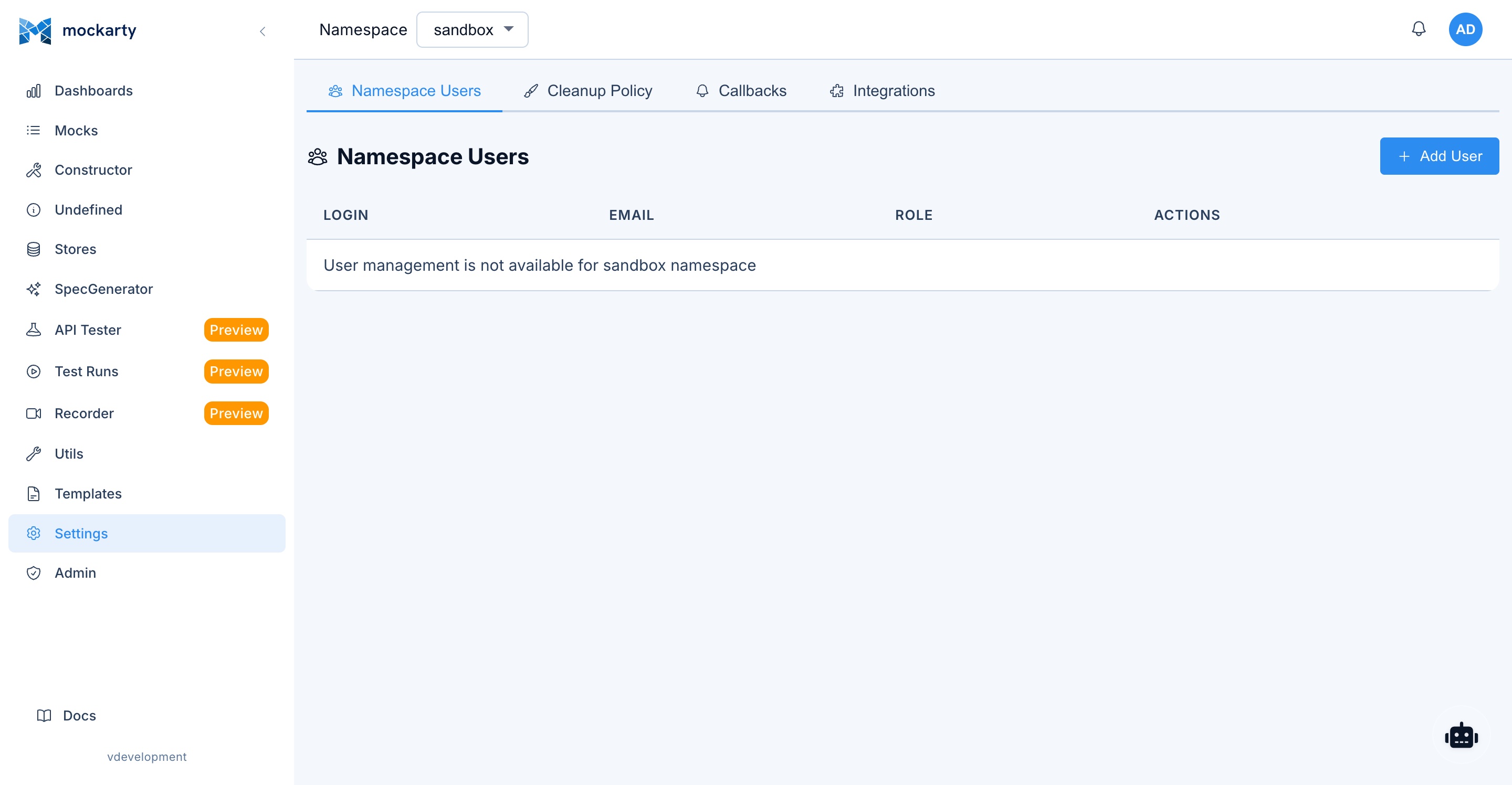 Settings — Change password