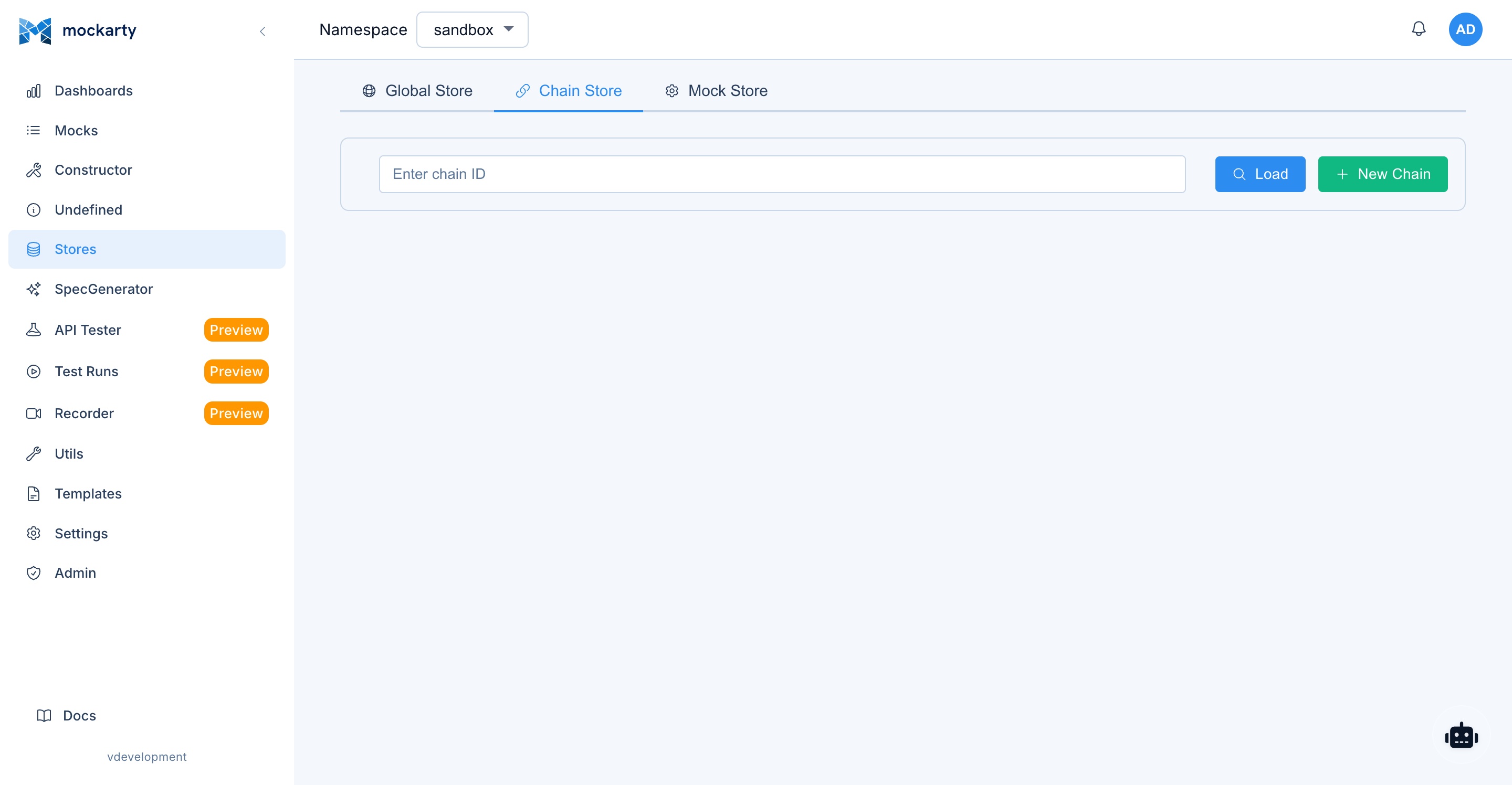 Chain Store tab &ndash; shared state across chained mocks